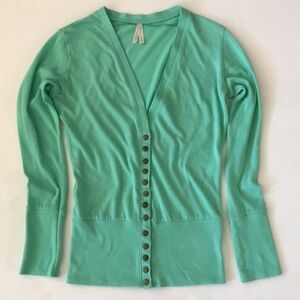 Color Story Seafoam Green Long-sleeve Knit Cardigan Sweater Size Large